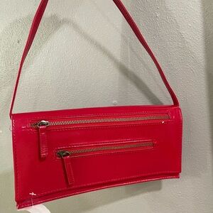 Red faux Leather moto style Shoulder Bag